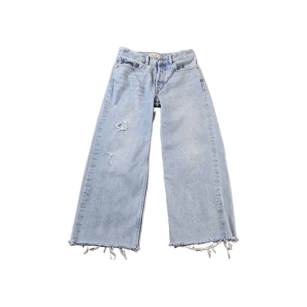 Madewell Women's Low Slung Baggy Cropped Jeans Raw Hem Button Fly 23" Inseam 24P